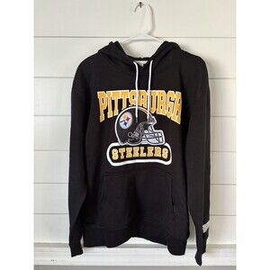 NFL Ultra Game Pittsburgh Steelers Black Medium Pocket Sweatshirt Hoodie NWOT